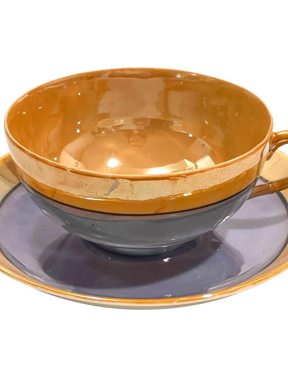Antique 1920s Japanese Takito TT Porcelain Lusterware Teacup and Saucer Set